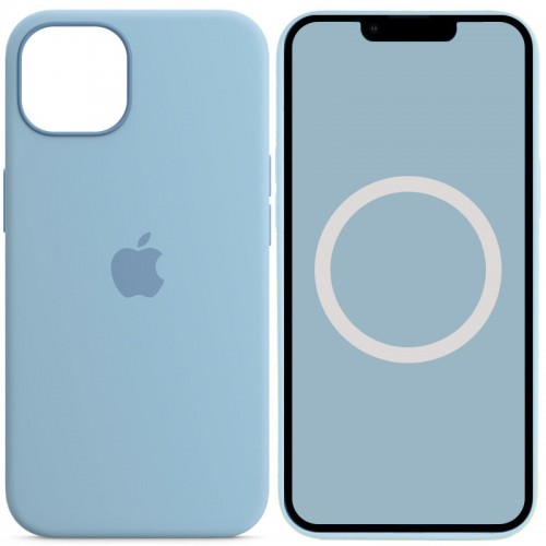 Чохол Silicone case (AAA) with Magsafe and Animation для Apple iPhone 13 (6.1") Блакитний / Blue Fog