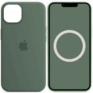 Чехол Silicone case (AAA) with Magsafe and Animation для Apple iPhone 13 (6.1") Зелёный / Эвкалипт