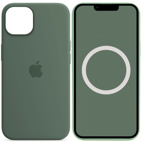 Чехол Silicone case (AAA) with Magsafe and Animation для Apple iPhone 13 (6.1") Зелёный / Эвкалипт
