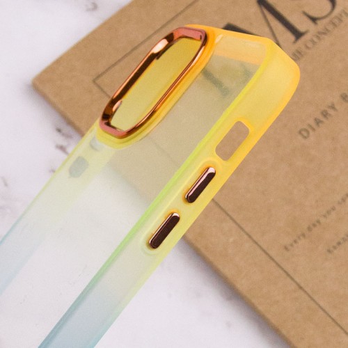 Чехол TPU+PC серии Fresh sip для Apple iPhone 12 Pro / 12 (6.1") Бирюзовый / Оранжевый