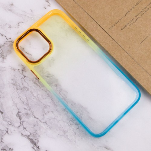 Чехол TPU+PC серии Fresh sip для Apple iPhone 13 (6.1") Бирюзовый / Оранжевый