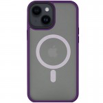 TPU+PC чехол Metal Buttons с MagSafe для Apple iPhone 14 (6.1") Тёмно-фиолетовый