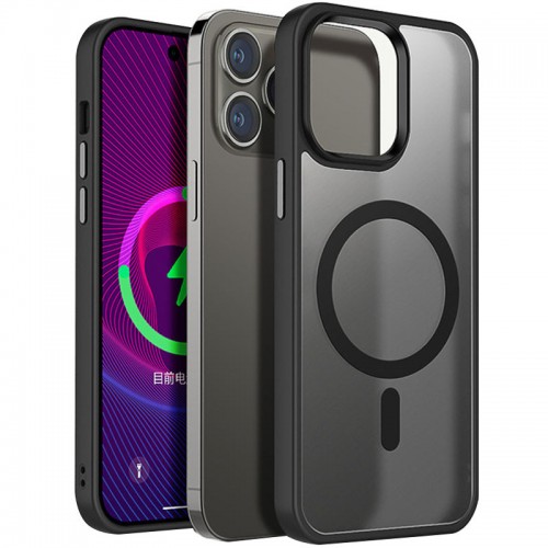 TPU+PC чехол Metal Buttons with MagSafe для Apple iPhone 14 Pro (6,1") Чёрный