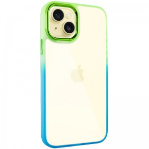 Чехол TPU+PC серии Fresh sip для Apple iPhone 14 (6,1") Бирюзовый / Лимонный
