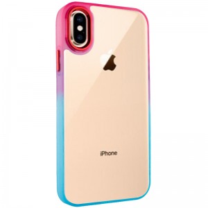 Чехол TPU+PC серии Fresh sip для Apple iPhone XS Max (6.5") Бирюзовый / Розовый