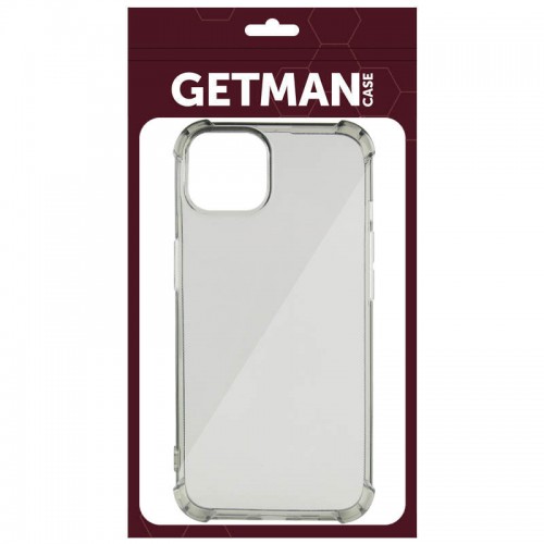 TPU чохол GETMAN Ease logo посилені кути для Apple iPhone 14 (6.1") Сірий (прозорий)