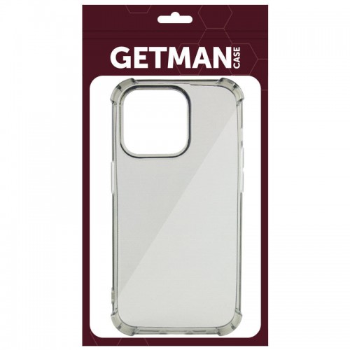TPU чохол GETMAN Ease logo посилені кути для Apple iPhone 14 Pro Max (6.7") Сірий (прозорий)