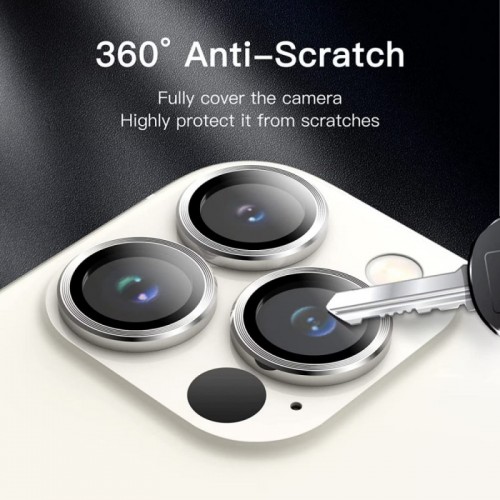 Захисне скло Metal Classic на камеру (у упак.) для Apple iPhone 14 Pro (6.1") / 14 Pro Max (6.7") Срібний / Silver