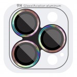 Захисне скло Metal Classic на камеру (у упак.) для Apple iPhone 14 Pro (6.1") / 14 Pro Max (6.7") Бузковий / Rainbow