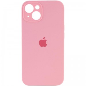 Чехол Silicone Case Full Camera Protective (AA) для Apple iPhone 14 (6.1") Розовый / Light pink