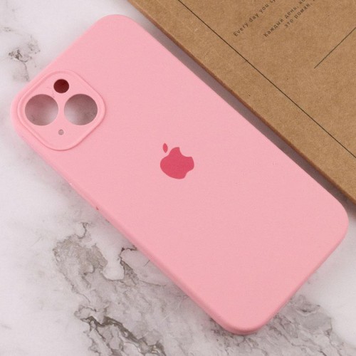 Чехол Silicone Case Full Camera Protective (AA) для Apple iPhone 14 (6.1") Розовый / Light pink