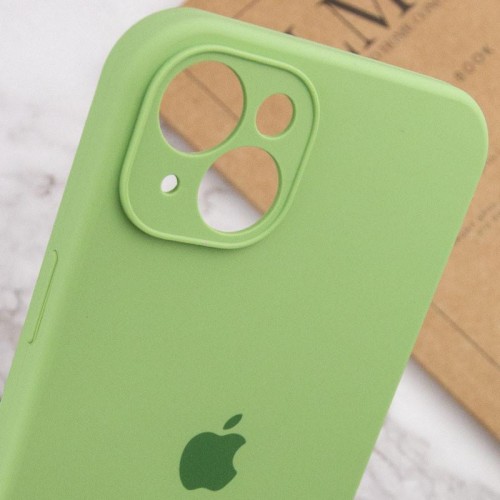 Чехол Silicone Case Full Camera Protective (AA) для Apple iPhone 14 (6.1") Зелёный / Фисташковый