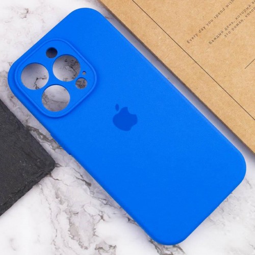 Чехол Silicone Case Full Camera Protective (AA) для Apple iPhone 14 Pro (6.1") Синий / Capri Blue