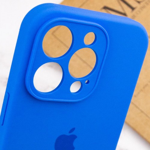 Чехол Silicone Case Full Camera Protective (AA) для Apple iPhone 14 Pro (6.1") Синий / Capri Blue
