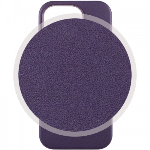 Кожаный чехол Leather Case (AAA) с MagSafe и анимацией для Apple iPhone 14 (6.1") Deep Violet