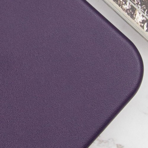 Кожаный чехол Leather Case (AAA) с MagSafe и анимацией для Apple iPhone 14 (6.1") Deep Violet