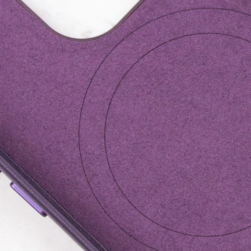 Кожаный чехол Leather Case (AAA) с MagSafe и анимацией для Apple iPhone 14 (6.1") Deep Violet