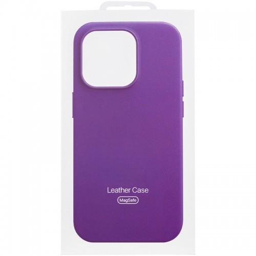 Кожаный чехол Leather Case (AAA) с MagSafe и анимацией для Apple iPhone 14 (6.1") Deep Violet