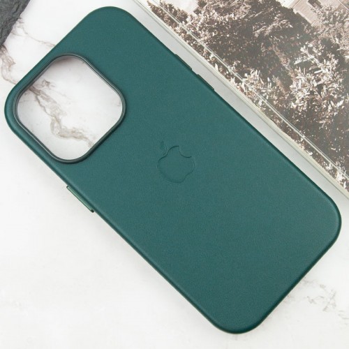 Шкіряний чохол Leather Case (AAA) with MagSafe and Animation для Apple iPhone 14 Pro Max (6.7") Forest Green