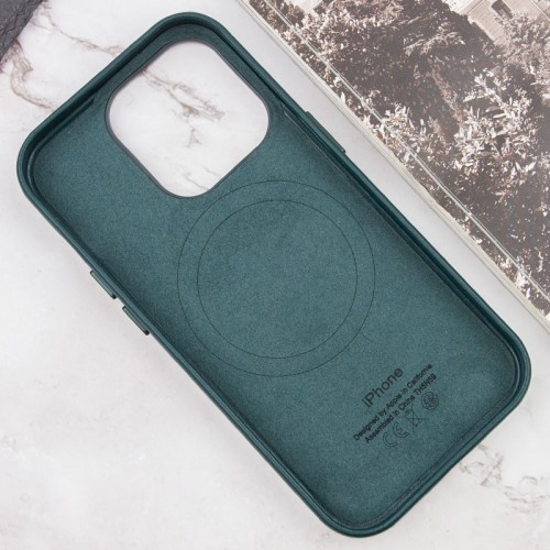Шкіряний чохол Leather Case (AAA) with MagSafe and Animation для Apple iPhone 14 Pro Max (6.7") Forest Green
