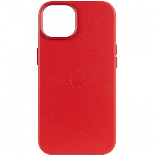 Кожаный чехол Leather Case (AA Plus) с MagSafe для Apple iPhone 14 (6.1") Crimson