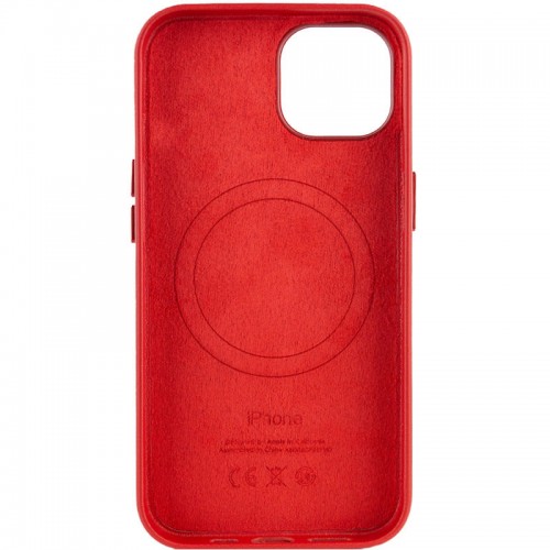 Кожаный чехол Leather Case (AA Plus) с MagSafe для Apple iPhone 14 (6.1") Crimson
