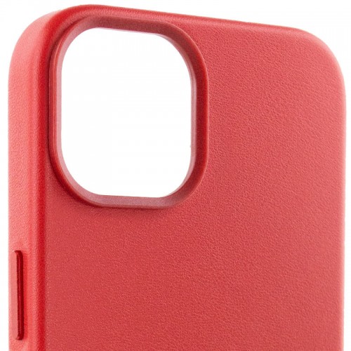 Кожаный чехол Leather Case (AA Plus) с MagSafe для Apple iPhone 14 (6.1") Crimson