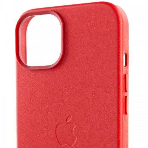 Кожаный чехол Leather Case (AA Plus) с MagSafe для Apple iPhone 14 (6.1") Crimson