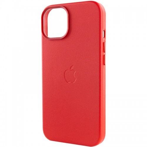 Кожаный чехол Leather Case (AA Plus) с MagSafe для Apple iPhone 14 (6.1") Crimson