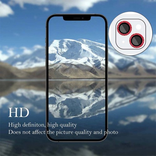 Защитное стекло Metal Shine на камеру (в упак.) для Apple iPhone 14 (6.1") / 14 Plus (6.7") Красный / Red