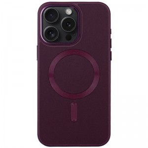 Шкіряний чохол Bonbon Leather Metal Style with MagSafe для Apple iPhone 12 Pro Max (6.7") Бордовий / Plum