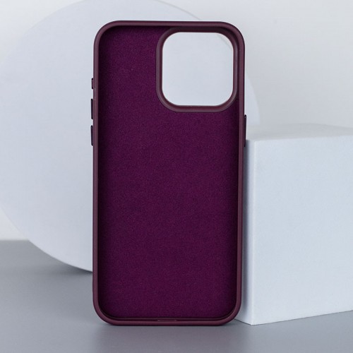 Кожаный чехол Bonbon Leather Metal Style with MagSafe для Apple iPhone 12 Pro Max (6.7") Бордовый / Plum