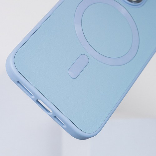 Шкіряний чохол Bonbon Leather Metal Style with MagSafe для Apple iPhone 12 Pro Max (6.7") Блакитний / Mist blue