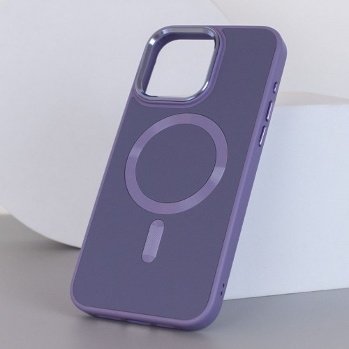 Шкіряний чохол Bonbon Leather Metal Style with MagSafe для Apple iPhone 12 Pro Max (6.7") Сірий / Lavender