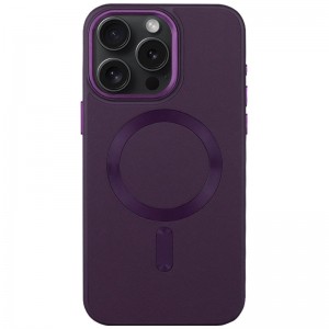 Шкіряний чохол Bonbon Leather Metal Style with MagSafe для Apple iPhone 12 Pro Max (6.7") Фіолетовий / Dark Purple