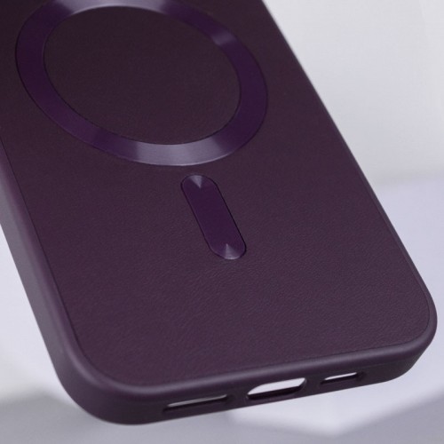 Шкіряний чохол Bonbon Leather Metal Style with MagSafe для Apple iPhone 12 Pro Max (6.7") Фіолетовий / Dark Purple