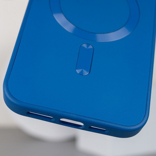 Шкіряний чохол Bonbon Leather Metal Style with MagSafe для Apple iPhone 14 (6.1") Синій / Indigo