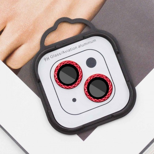 Защитное стекло Metal Shine на камеру (в упак.) для Apple iPhone 15 (6.1") / 15 Plus (6.7") Красный / Red