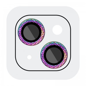 Защитное стекло Metal Shine на камеру (в упак.) для Apple iPhone 15 (6.1") / 15 Plus (6.7") Сиреневый / Rainbow