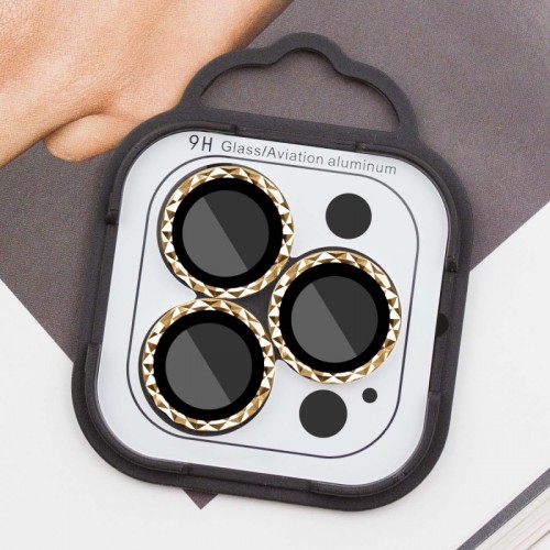 Защитное стекло Metal Shine на камеру (в упак.) для Apple iPhone 15 Pro (6.1") / 15 Pro Max (6.7") Золотой / Gold