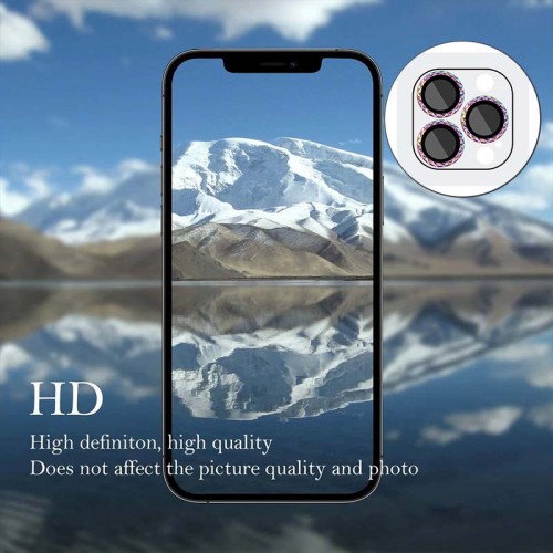 Защитное стекло Metal Shine на камеру (в упак.) для Apple iPhone 15 Pro (6.1") / 15 Pro Max (6.7") Сиреневый / Rainbow