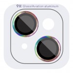 Захисне скло Metal Classic на камеру (у упак.) для Apple iPhone 15 (6.1") / 15 Plus (6.7") Бузковий / Rainbow