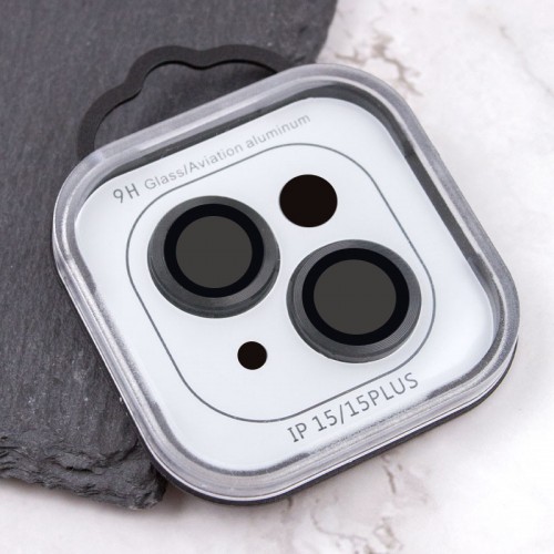 Защитное стекло Metal Classic на камеру (в упак.) для Apple iPhone 15 (6.1") / 15 Plus (6.7") Черный / Midnight