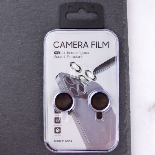 Защитное стекло Metal Classic на камеру (в упак.) для Apple iPhone 15 (6.1") / 15 Plus (6.7") Голубой / Light Blue