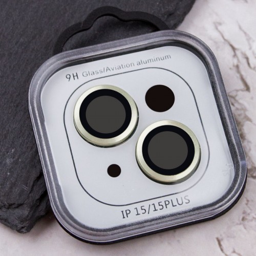 Защитное стекло Metal Classic на камеру (в упак.) для Apple iPhone 15 (6.1") / 15 Plus (6.7") Салатовый / Light Green