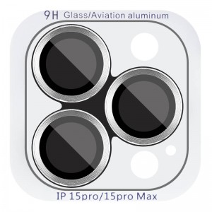 Захисне скло Metal Classic на камеру (у упак.) для Apple iPhone 15 Pro (6.1") / 15 Pro Max (6.7") Срібний / Silver