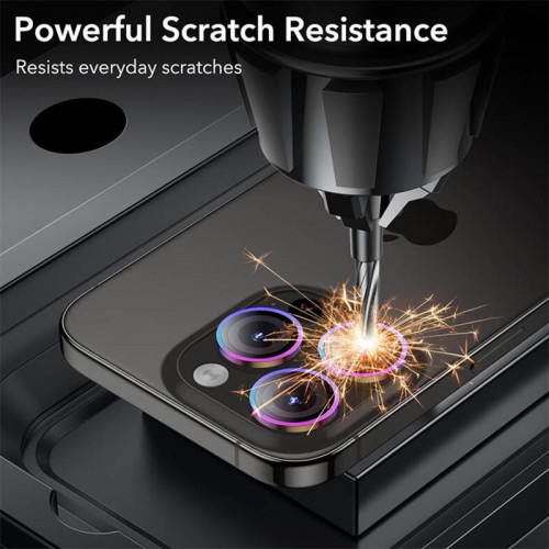 Защитное стекло Metal Classic на камеру (в упак.) для Apple iPhone 15 Pro (6.1") / 15 Pro Max (6.7") Сиреневый / Rainbow