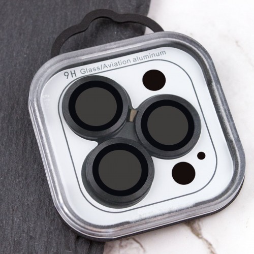 Захисне скло Metal Classic на камеру (у упак.) для Apple iPhone 15 Pro (6.1") / 15 Pro Max (6.7") Чорний / Midnight