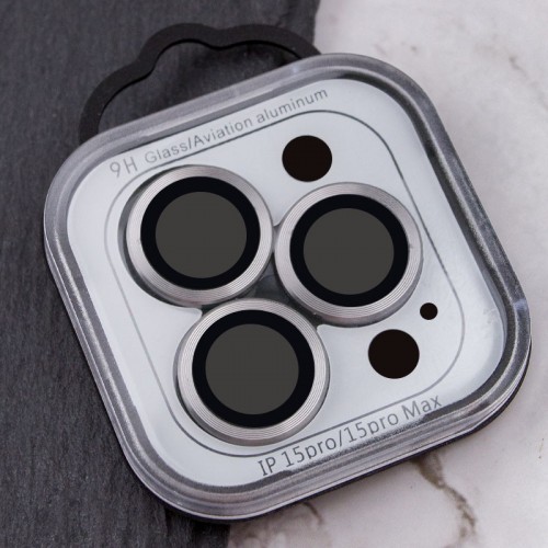 Защитное стекло Metal Classic на камеру (в упак.) для Apple iPhone 15 Pro (6.1") / 15 Pro Max (6.7") Серый / Titanium Gray
