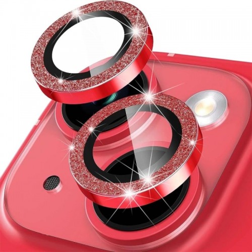 Защитное стекло Metal Sparkles на камеру (в упак.) для Apple iPhone 15 (6.1") / 15 Plus (6.7") Красный / Red